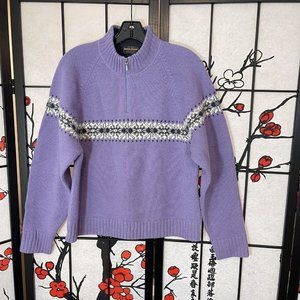Vintage Woolrich Womens Sweater Size M 100% Lambs Wool Fair Isle Nordic 1/4 Zip